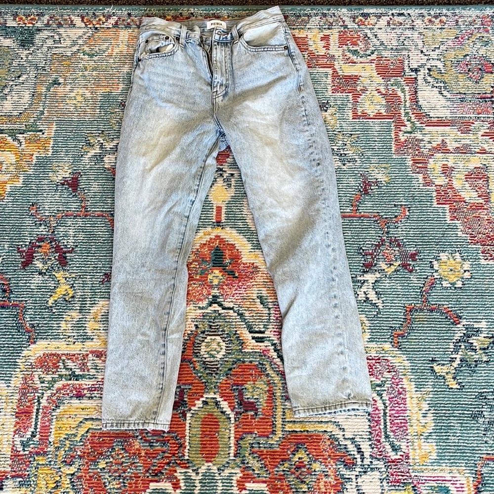 Light wash straight leg jeans